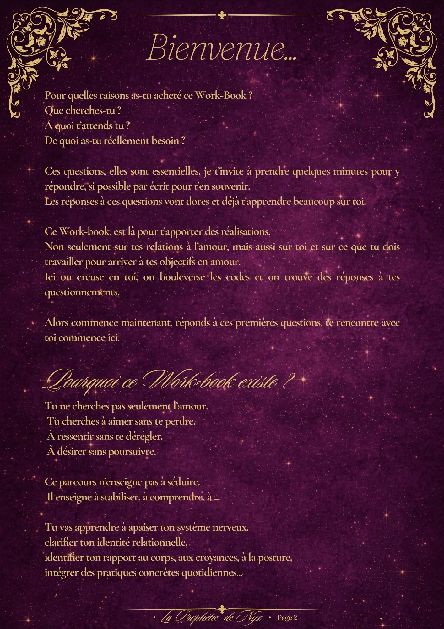 Workbook — De l’Intention à l’Incarnation : Amour